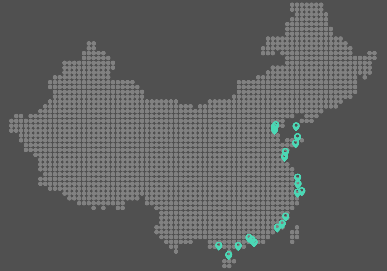 Map of major shipping ports in China